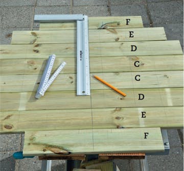 Bunn i utedusj Bunnen i utedusjen lages av trykkimpregnerte terrassebord